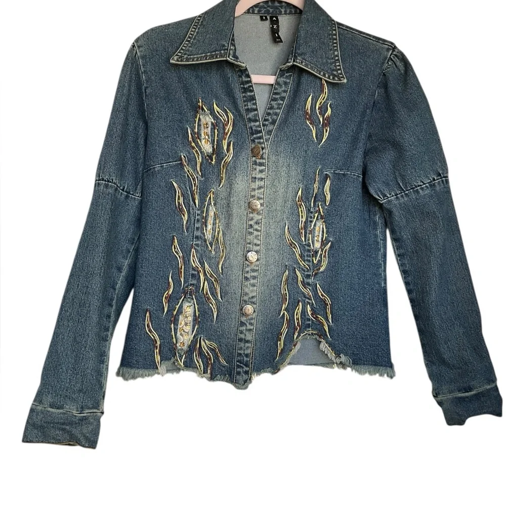 A.Z.I Jean‎ Embroidered and Beaded Jacket. Size 2